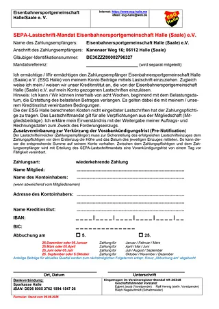 Erteilung SEPA Lastschriftmandat